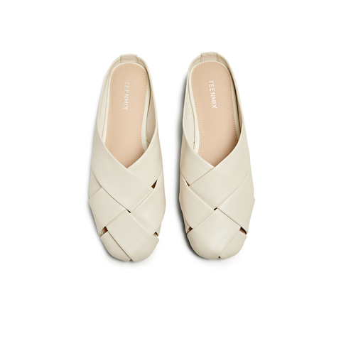 天美意2025夏新款编织懒人包头半拖平底外穿女穆勒鞋KT087BH5