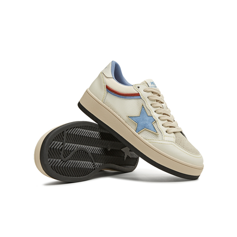 天美意2025秋新款网面透气休闲运动星星拼色复古女板鞋KB077BM5