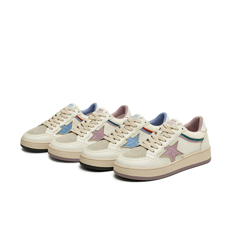 天美意2025秋新款网面透气休闲运动星星拼色复古女板鞋KB077BM5