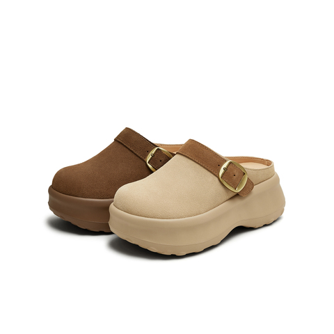 天美意2025秋新款包头拖百搭休闲厚底纯色通勤女勃肯鞋KK057CH5