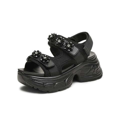 天美意2025夏新款商场同款厚底增高休闲百搭女老爹凉鞋BL011BL5