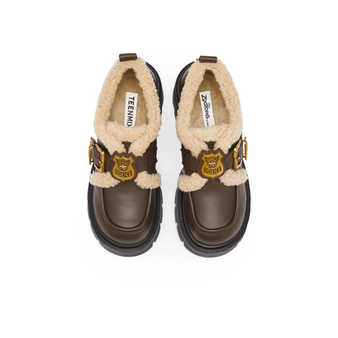 天美意2025春新款商场同款复古百搭学院风皮鞋女牛津鞋CMJ27AM5