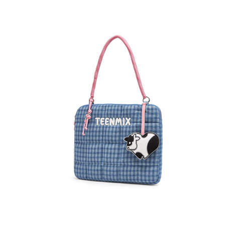 天美意2025夏新款商场同款格子牛仔布时尚休闲女手提包X3117BX5