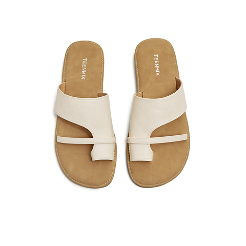 天美意2025夏新款时尚套趾舒适慵懒休闲外穿女一字拖鞋KT073BT5