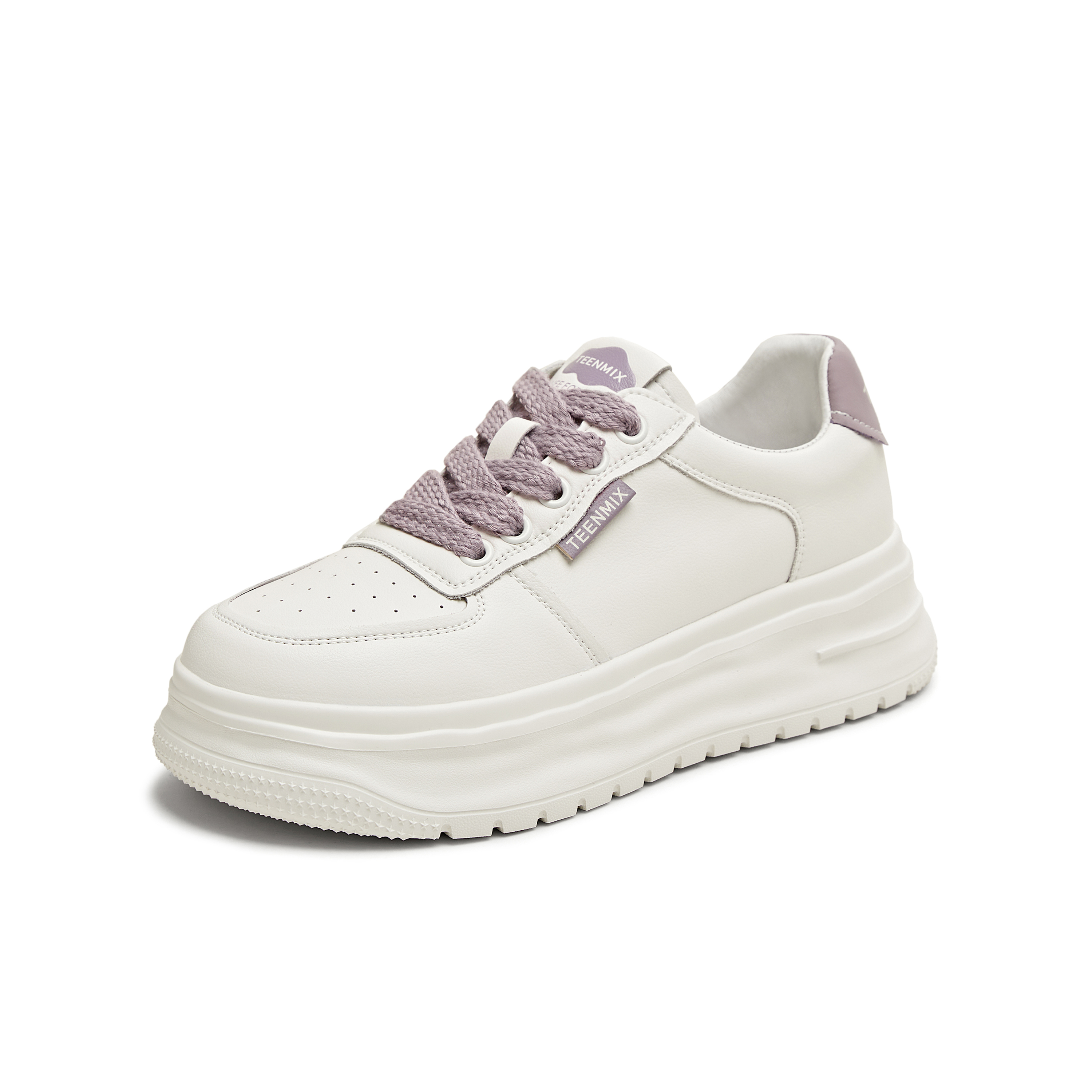 天美意2025秋新款运动休闲百搭透气厚底小白鞋女板鞋KD095CM5