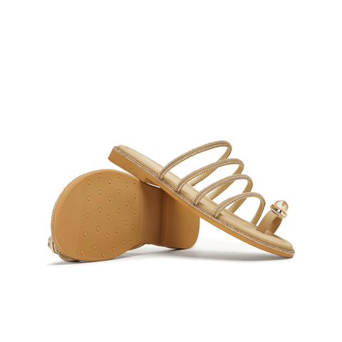 天美意2025夏新款舒适海边沙滩鞋平底拖鞋半拖女一字拖KT091BT5