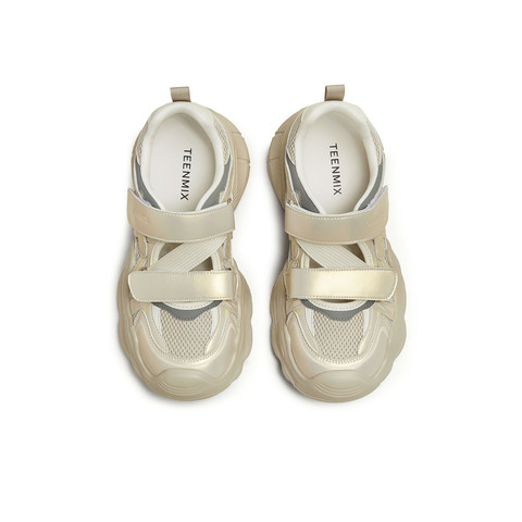 天美意2025秋新款透气厚底魔术贴小个子百搭女老爹凉KD098CA5