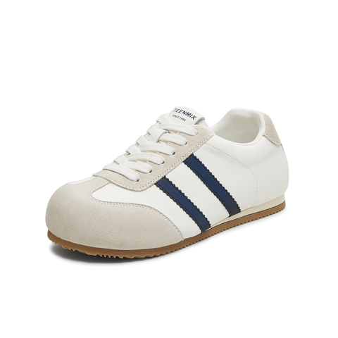 天美意2025秋新款德训鞋休闲系带拼色复古百搭女阿甘鞋KG122CM5