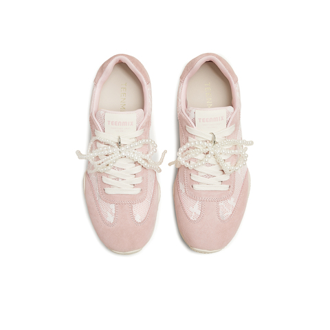 天美意2025秋新款阿甘鞋珍珠装饰百搭韩系简约女德训鞋KG100CM5