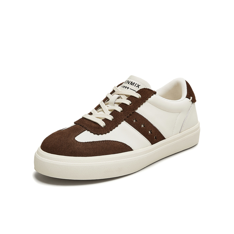 天美意2025秋新款休闲运动百搭板鞋系带拼色女德训鞋KG108CM5