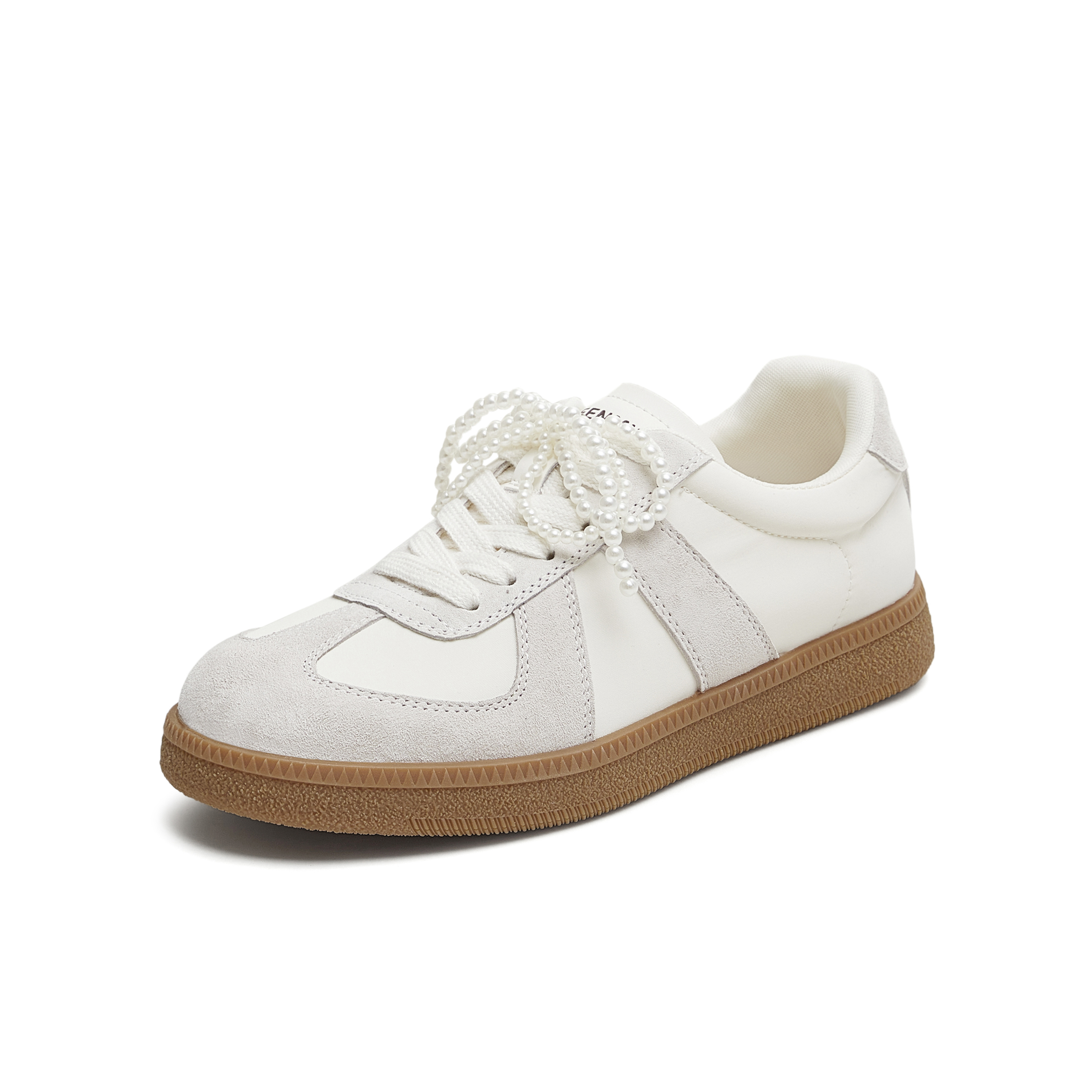 天美意2025秋新款休闲系带百搭拼色复古潮流女德训鞋KG118CM5