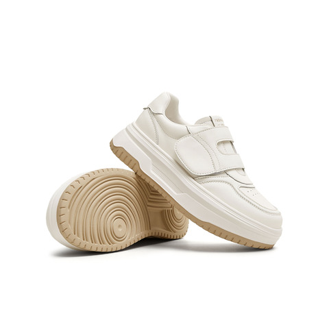 天美意2025秋新款休闲厚底百搭魔术贴潮流通勤女小白鞋KB080CM5