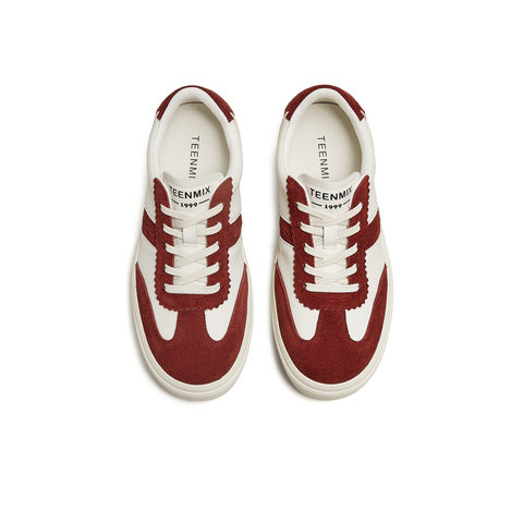 天美意2025秋新款休闲运动百搭板鞋系带拼色女德训鞋KG108CM5