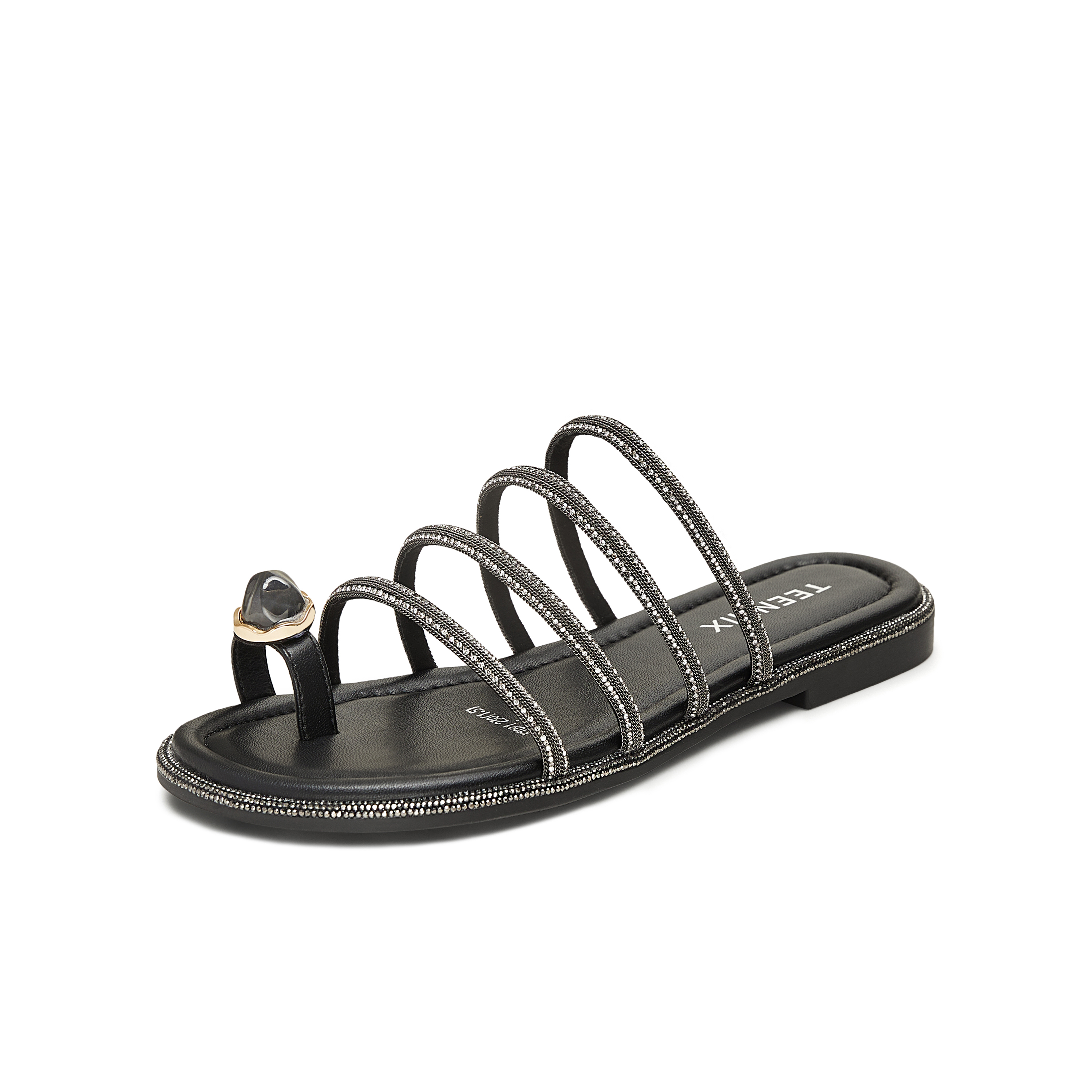 天美意2025夏新款舒适海边沙滩鞋平底拖鞋半拖女一字拖KT091BT5