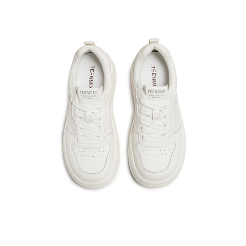 天美意2025秋新款系带厚底小个子纯色百搭潮流女小白鞋KB084CM5