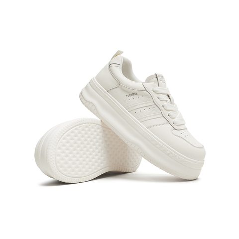 天美意2025秋新款系带厚底小个子纯色百搭潮流女小白鞋KB084CM5