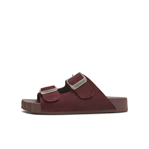 天美意2025夏新款复古休闲平底双扣带一字拖女勃肯鞋KK022BH5