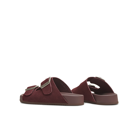 天美意2025夏新款复古休闲平底双扣带一字拖女勃肯鞋KK022BH5