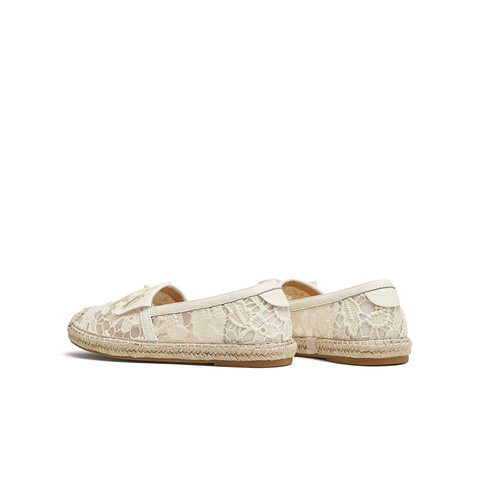 天美意2025夏新款网布蕾丝复古休闲一脚蹬平底女渔夫鞋KP009BQ5