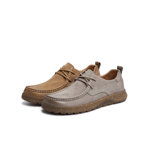 天美意2025秋新款商场同款休闲系带厚底纯色男勃肯鞋3VY01CM5