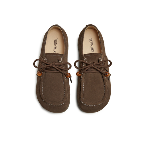 天美意2025秋新款商场同款休闲百搭系带复古女袋鼠鞋KK051CM5