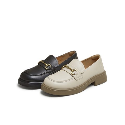 天美意2025秋新款商场同款纯色jk学院风百搭女乐福鞋BL221CA5