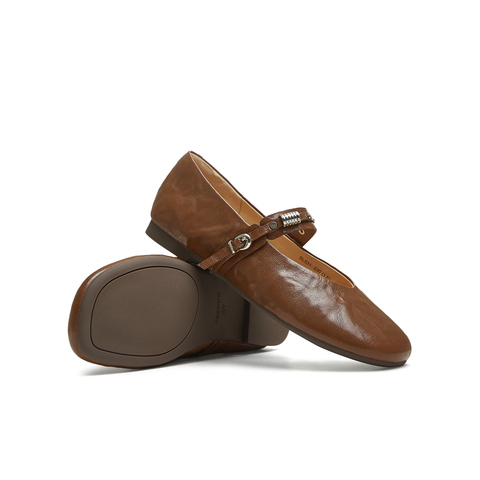 天美意2025秋新款商场同款纯色复古百搭女芭蕾玛丽珍鞋BL531CQ5