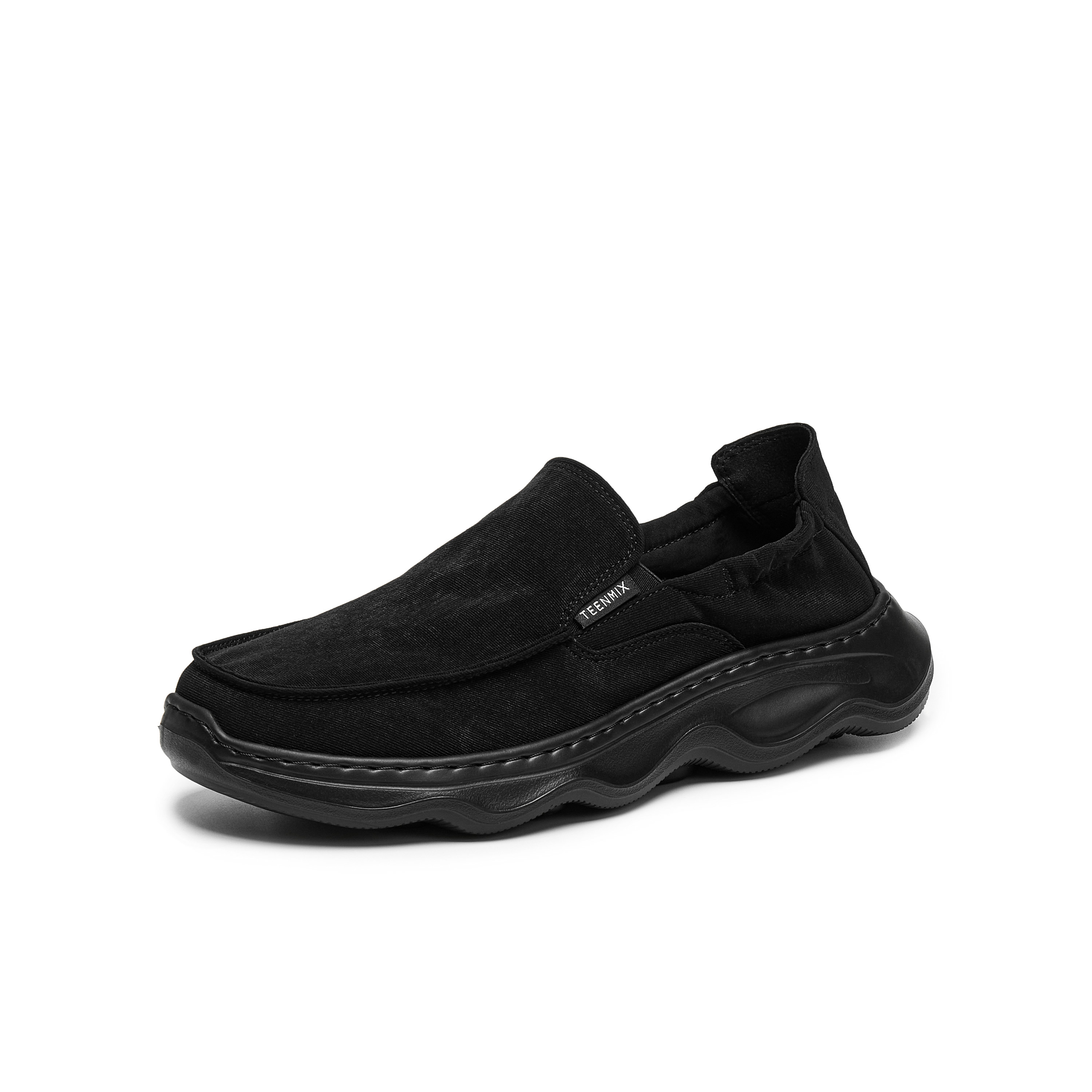 天美意2025秋新款商场同款纯色百搭厚底一脚蹬男布鞋3WG01CM5