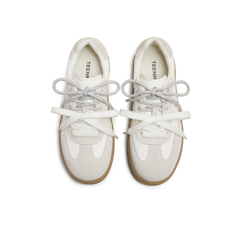 天美意2025秋新款系带双鞋带厚底拼色百搭复古女德训鞋KG119CM5