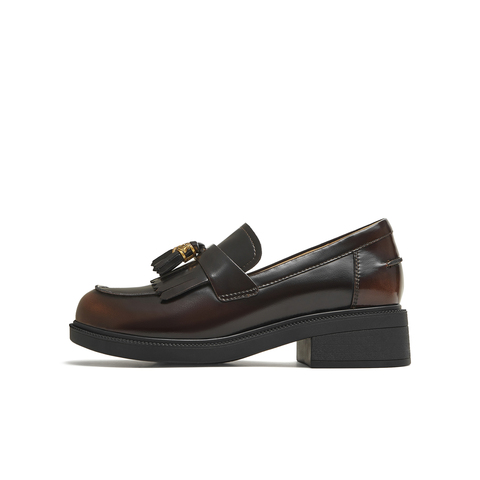 天美意2025秋新款商场同款流苏乐福鞋女皮单鞋CNG19CA5