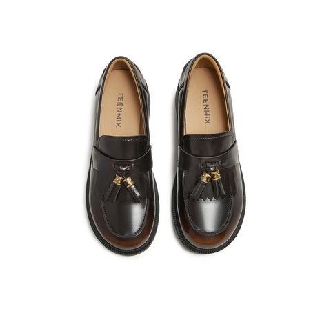 天美意2025秋新款商场同款流苏乐福鞋女皮单鞋CNG19CA5