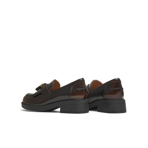 天美意2025秋新款商场同款流苏乐福鞋女皮单鞋CNG19CA5