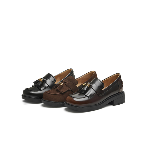 天美意2025秋新款商场同款流苏乐福鞋女皮单鞋CNG19CA5