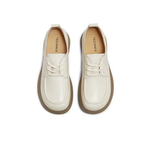 天美意2025秋新款厚底圆头牛津鞋复古英伦小皮鞋女单鞋KY018CM5