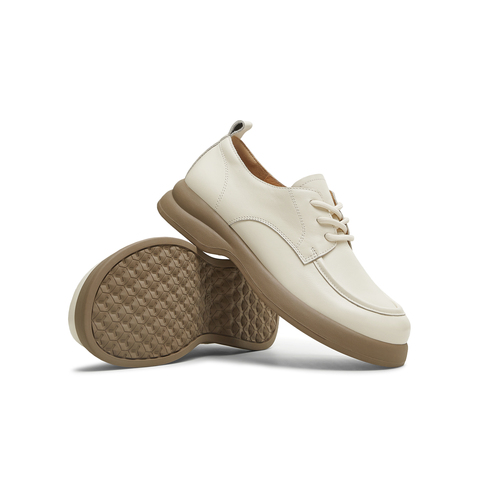 天美意2025秋新款厚底圆头牛津鞋复古英伦小皮鞋女单鞋KY018CM5