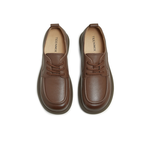 天美意2025秋新款厚底圆头牛津鞋复古英伦小皮鞋女单鞋KY018CM5