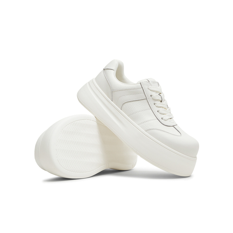 天美意2025秋新款商场同款休闲百搭厚底系带女小白鞋BL381CM5