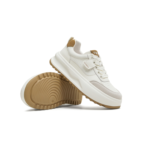 天美意2025秋新款商场同款休闲板鞋运动厚底女小白鞋BJ564CM5