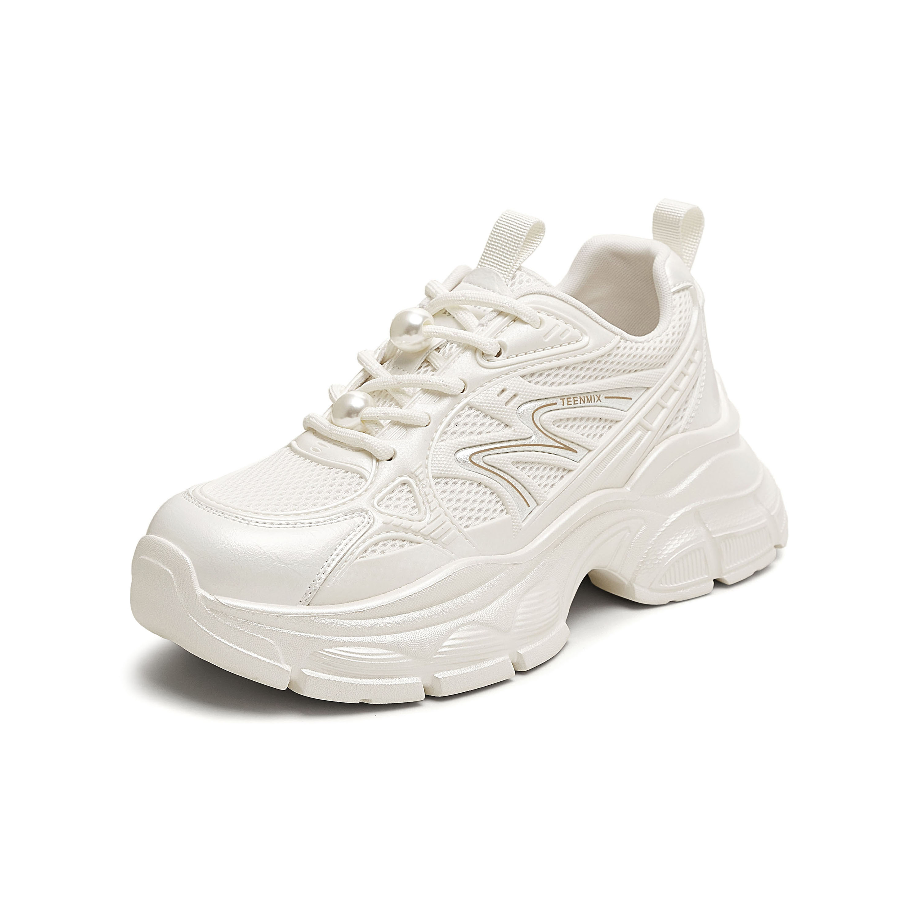 天美意2025秋新款休闲厚底百搭系带复古小个子女老爹鞋KD097CM5