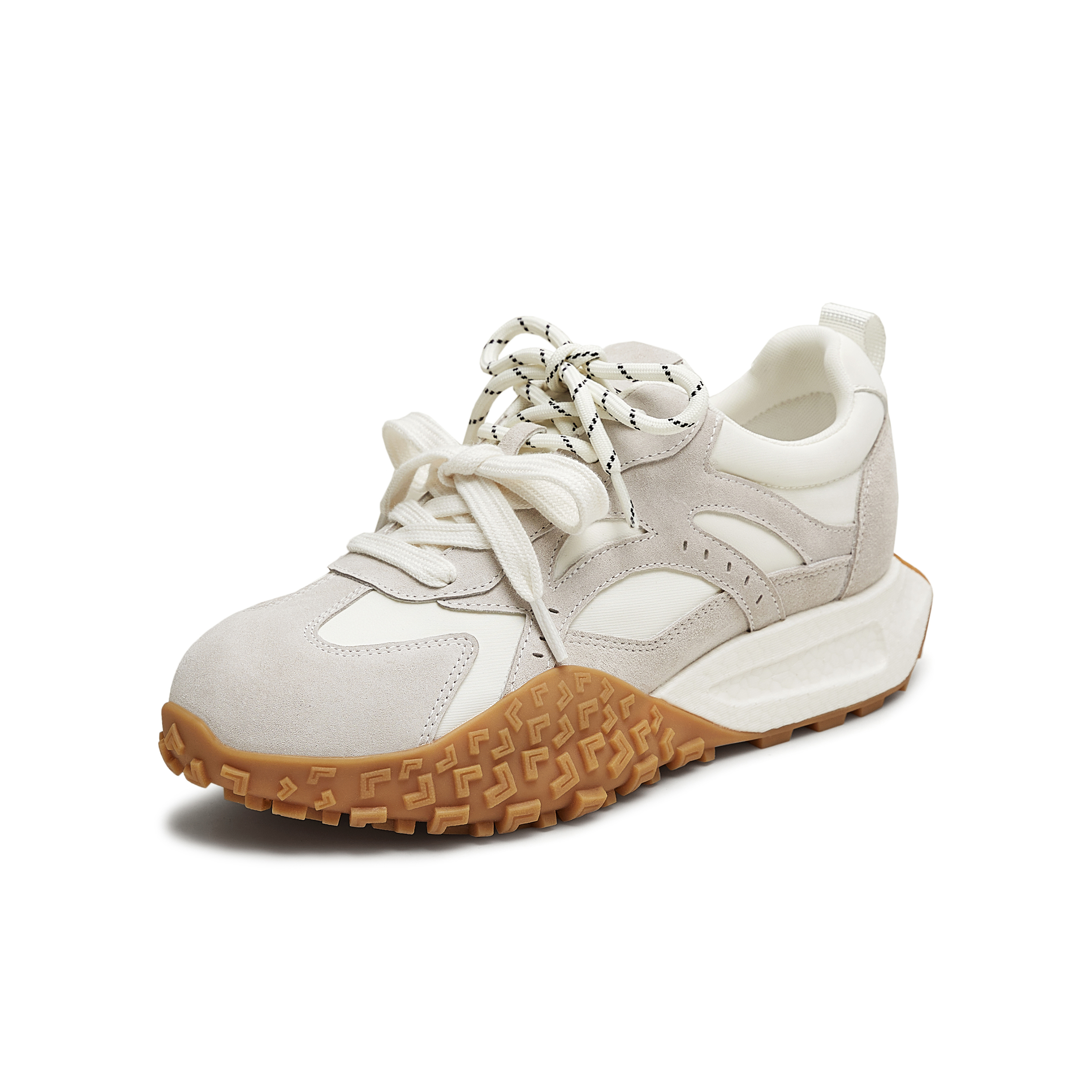 天美意2025秋新款休闲系带双鞋带厚底百搭拼色女阿甘鞋KG125CM5