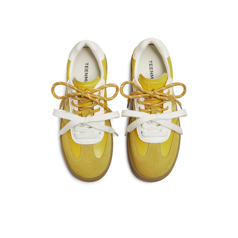 天美意2025秋新款系带双鞋带厚底拼色百搭复古女德训鞋KG119CM5