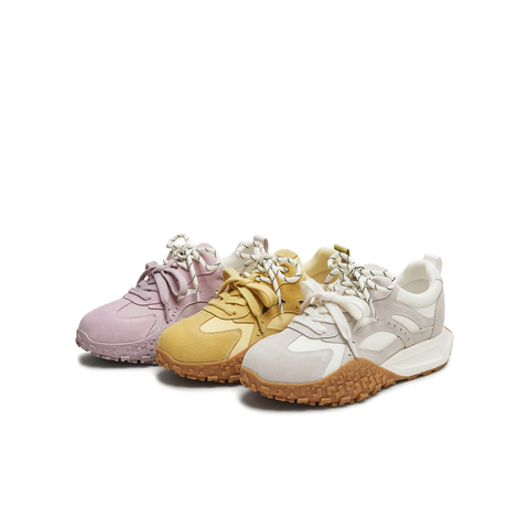 天美意2025秋新款休闲系带双鞋带厚底百搭拼色女阿甘鞋KG125CM5