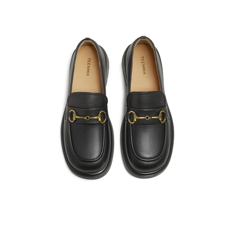 天美意2025秋新款商场同款纯色jk学院风百搭女乐福鞋BL221CA5