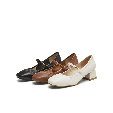 天美意2025秋新款商场同款纯色百搭复古女芭蕾玛丽珍鞋BI283CQ5