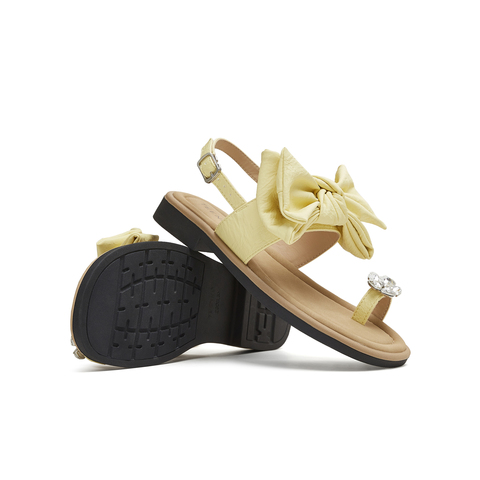 天美意2025夏新款条带凉鞋蝴蝶结百搭纯色女休闲凉鞋KT099BL5