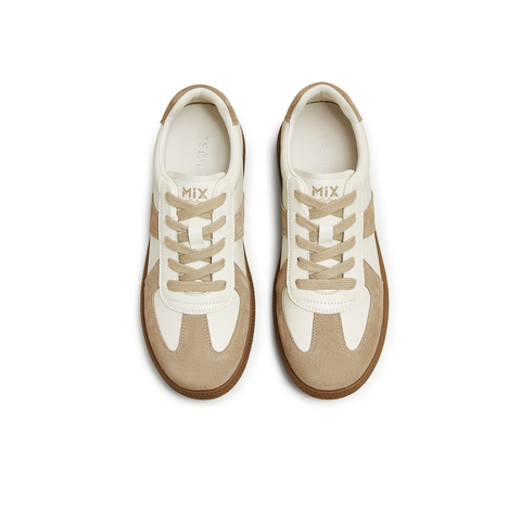 天美意2025秋新款百搭复古系带休闲拼色男女同款德训鞋KG124CM5