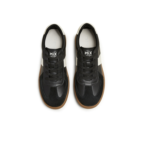 天美意2025秋新款百搭复古系带休闲拼色男女同款德训鞋KG124CM5