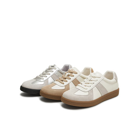 天美意2025秋新款百搭复古系带休闲拼色男女同款德训鞋KG124CM5