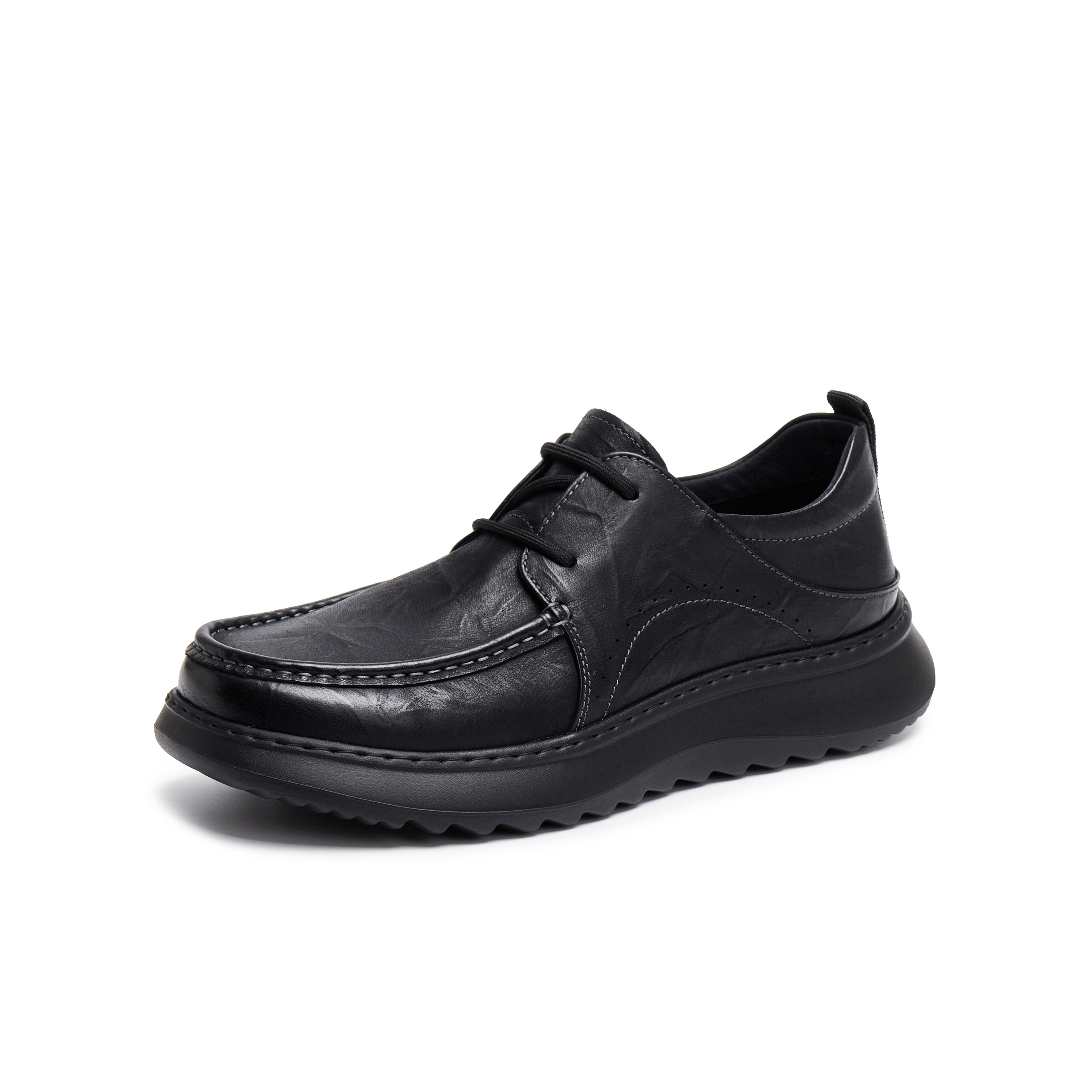 天美意2025秋新款商场同款商务百搭系带纯色男休闲皮鞋3VX01CM5