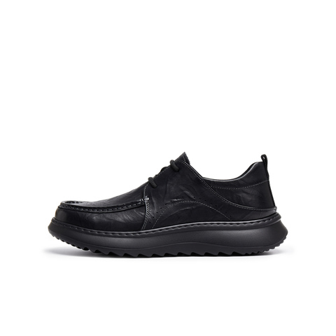 天美意2025秋新款商场同款商务百搭系带纯色男休闲皮鞋3VX01CM5